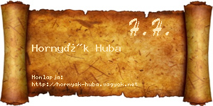 Hornyák Huba névjegykártya
